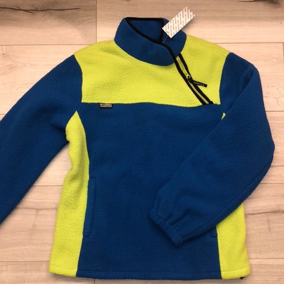 Vintage Rare Retro Stussy Fleece Diagonal Half-Zip Sweatshirt - Picture 7 of 8